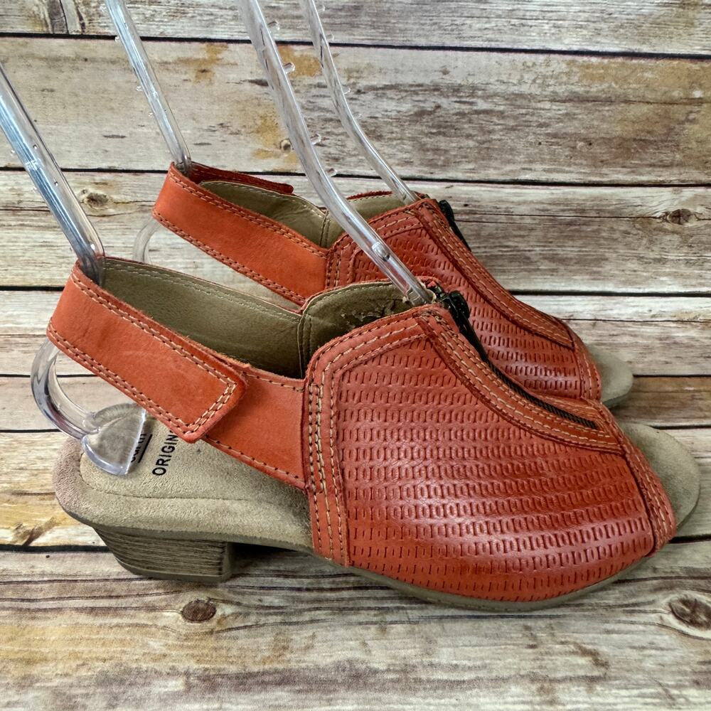 Earth Origins Womens Orange Open Toe Slingback Low Heel Leather Sandals 9.5 - Picture 2 of 14